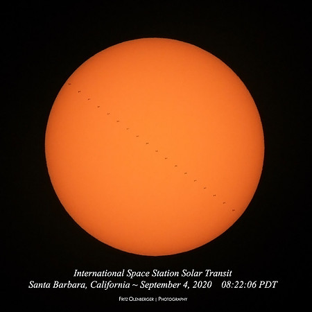 ISS Solar Transit Sept. 4, 2020 Santa Barbara, CA