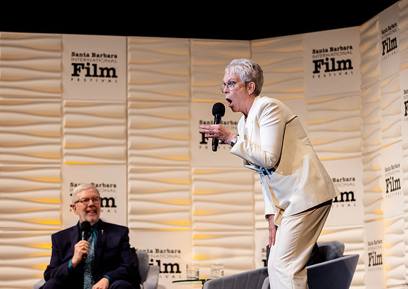 Pete Hammond and Jamie Lee Curtis